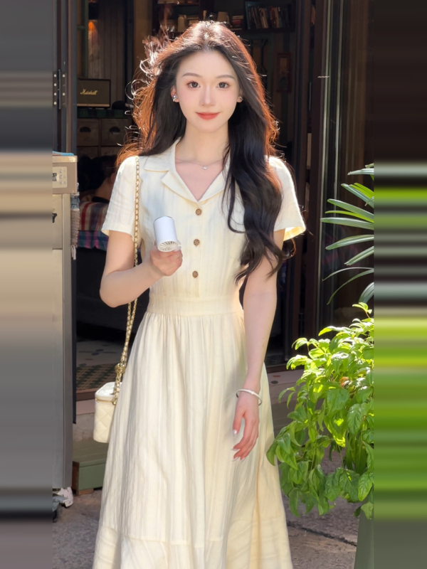 白色初恋连衣裙子女装夏季2025新款绝美巨好看掐腰白月光裙|undefined