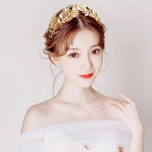 流行欧美新娘树叶发箍皇冠头饰巴洛克森系头冠结婚礼物发饰品批发