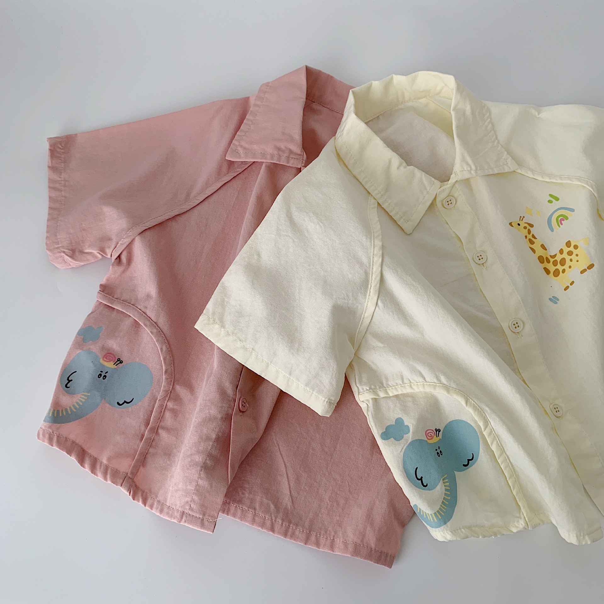 [Oferta especial todos los días 23.99] Camisa para niños Maibao estilo de verano para hombres y mujeres coreanos camisa de manga corta de dibujos animados para bebés marea