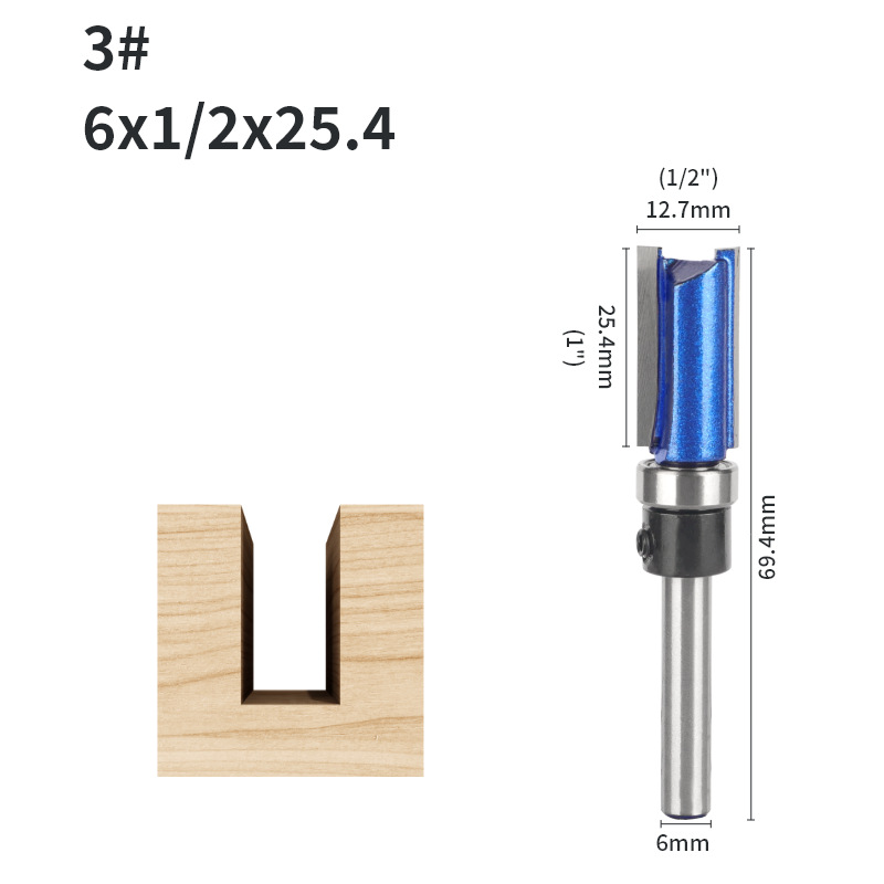 Rodamiento cuchillo recto 6-mango conjunto de cuatro piezas de doble hoja ranurada mango con cojinete cuchillo recto máquina de corte cabeza de corte carpintería fresadora