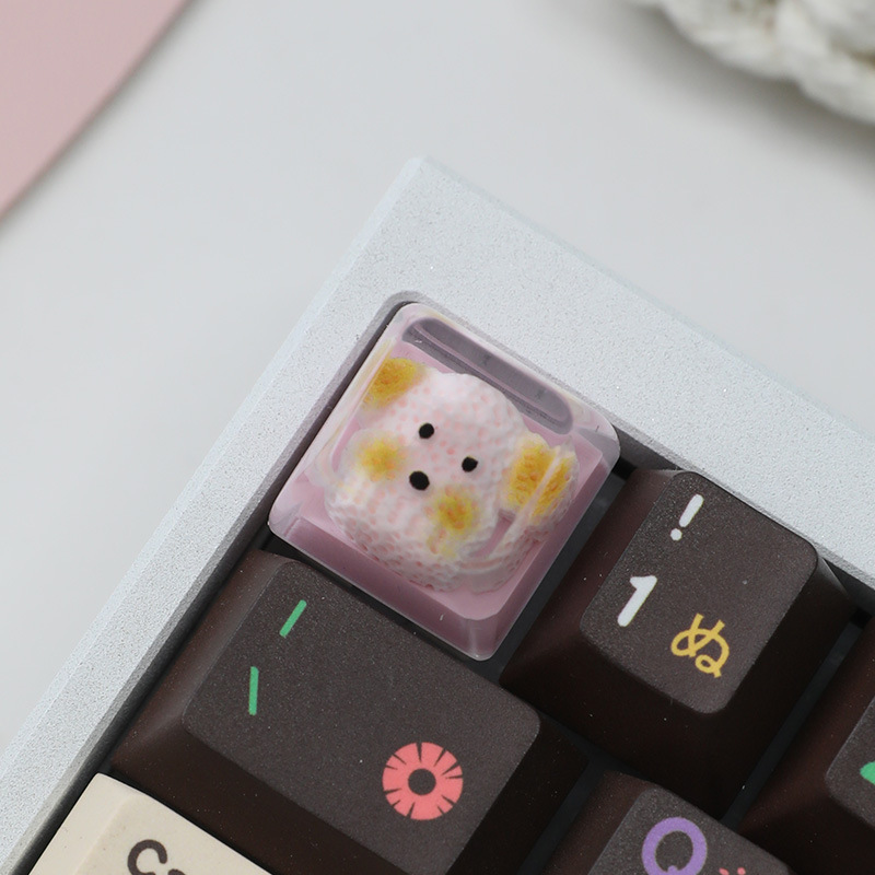 スポットパーソナライズ樹脂接着剤半透明かわいい猫キーキャップクロス軸メカニカルキーボードキーキャップシングル高さ|undefined