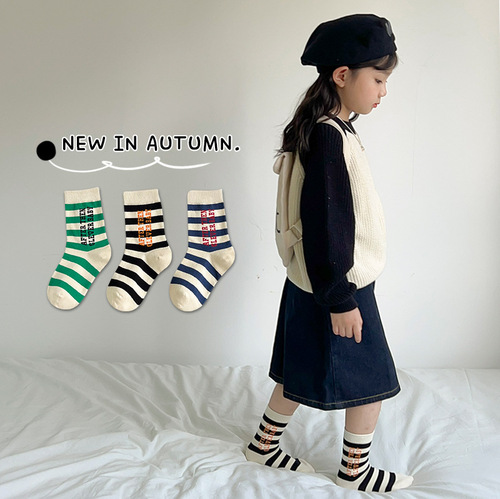 Spring new cotton socks, spring and autumn mid-calf socks, Korean style ins baby, medium and large children's socks, boys and girls socks wholesale