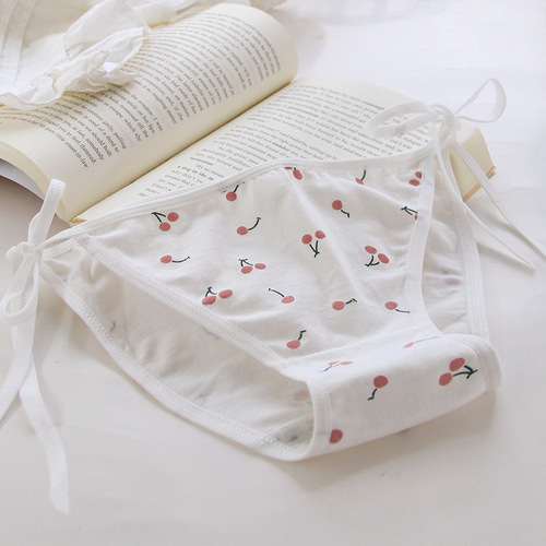 Cherry white pink straps 2D fat anime straps fat loli girl soft girl underwear for women 3123