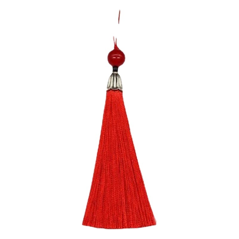 8cm Small Silver Hat Beads Small Tassel Hanging Spike Polyester Silk Soft Bookmark Hanfu Ancient Costume Clothing Sachet Tassel