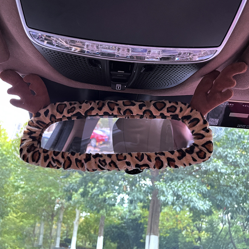 【High Quality, Good Workmanship】Crystal Velvet Shoulder Pads, Car Gear Shift Cover, Rearview Mirror Cover, Interior Accessories