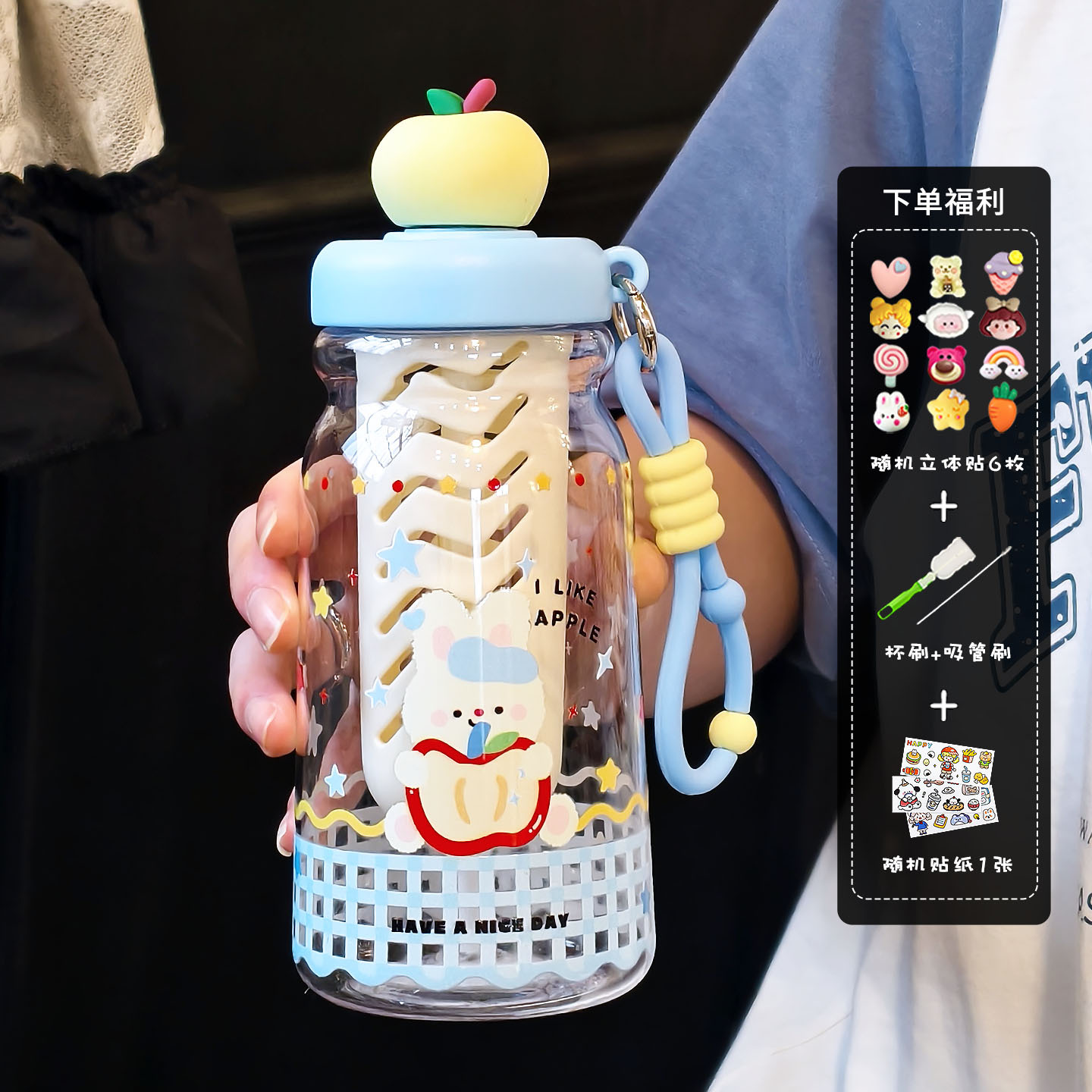 Hermosas tazas de agua de paja de gato para niñas de alto valor facial de verano tazas de té de gran capacidad de flores tazas de plástico resistentes a altas temperaturas estudiantes
