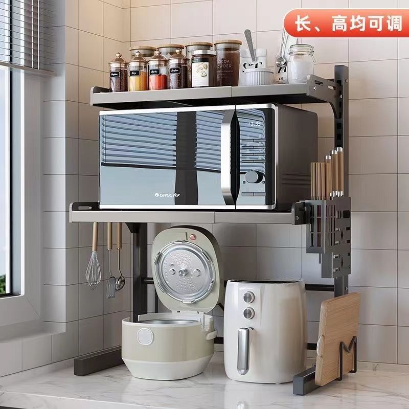 텔레스코픽 주방 전자 레인지 젓가락 보관함 전기 밥솥 보관 공간 조리대 다기능 오븐 선반