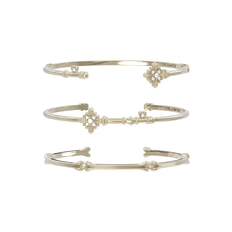 Three Horizontal Lines Jewelry's Same Style "Iris Key" Titanium Gold Key Bracelet, Light Luxury High-End Bracelet with a French Vintage Feel