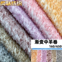 渐变中羊卷染尖工艺羊卷绒双色渐变毛绒面料外套抱枕箱包玩具布