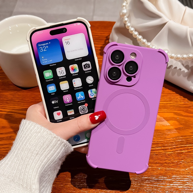 Funda para teléfono móvil iPhone 17 PRO, con airbag líquido, succión magnética en las cuatro esquinas, película protectora para la lente de Apple 14, funda protectora de cobertura total
