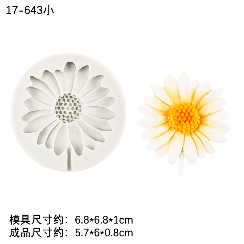 Xiangri Gui Daisy Molde de silicona Molde de pellizco de epoxi Tamaño de la flor Torta en forma de chocolate Decoración fondant