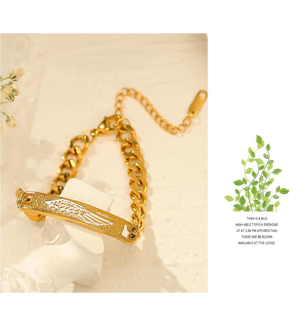 Hip-Hop Geometric Stainless Steel Enamel Gold Plated Bracelets 1 Piece