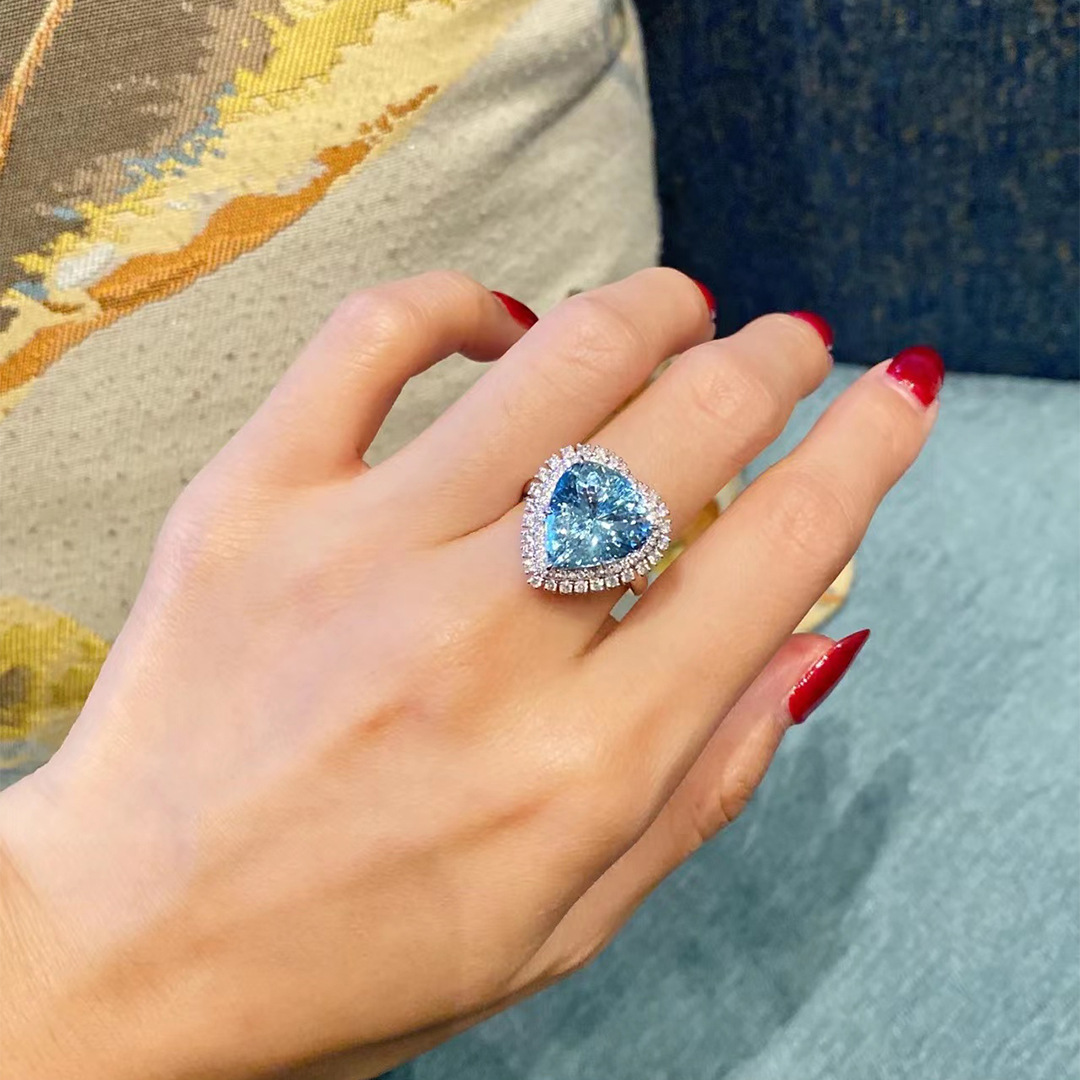 Retro Heart Shape Copper Plating Zircon Open Ring 1 Piece