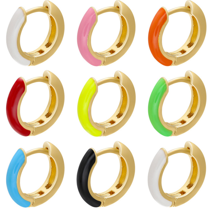 4g Weight No Inlaid Inlay Material Earrings Classification Wedding, Travel Occasion Copper Material Color Dripping Oil Circle Copper Earrings Wholesale Nihaojewelry