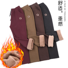 防风裤宝石格妈妈装冬款中老年女裤宽松大码哈伦裤奶奶裤加绒裤子