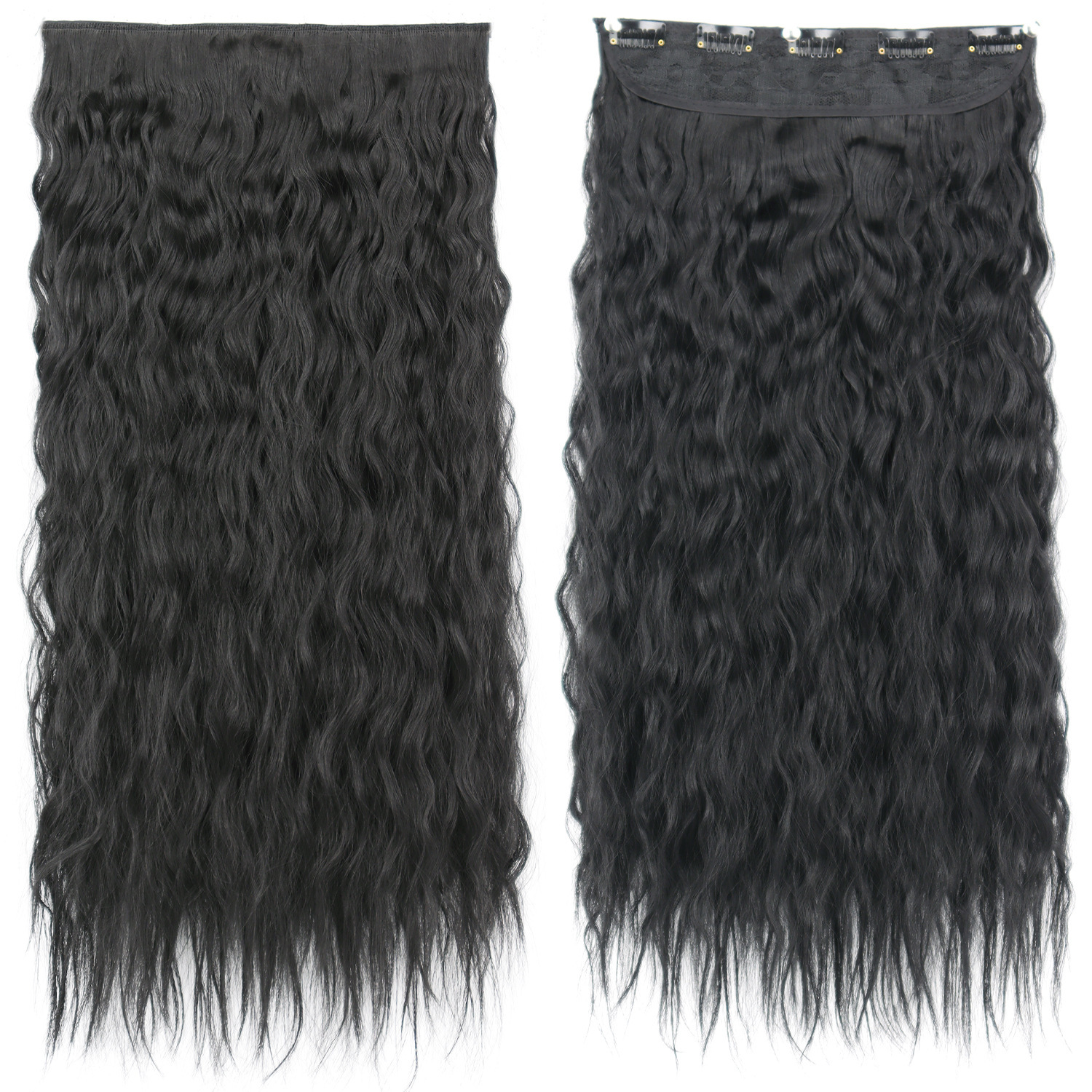 Peruca de cabello de mujer estilo de maíz caliente rizado largo de cabello de onda de cinco tarjetas