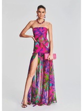 Print Slit Long Dress Women Sexy Vacation Maxi Dress Party跨