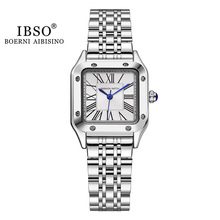 IBSO 9201 新款女士方形表盘小巧薄款皮带钢带休闲户外石英手表