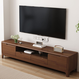 New All-Solid Wood Tv Cabinet Nordic Style Narrow Living Room Home Simple Floor-Standing Chinese Style Tv Cabinet with Color Matching