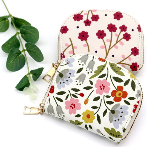 New Korean printed card holder with multiple card slots, large capacity card holder, cute small fresh coin purse, female credit card holder