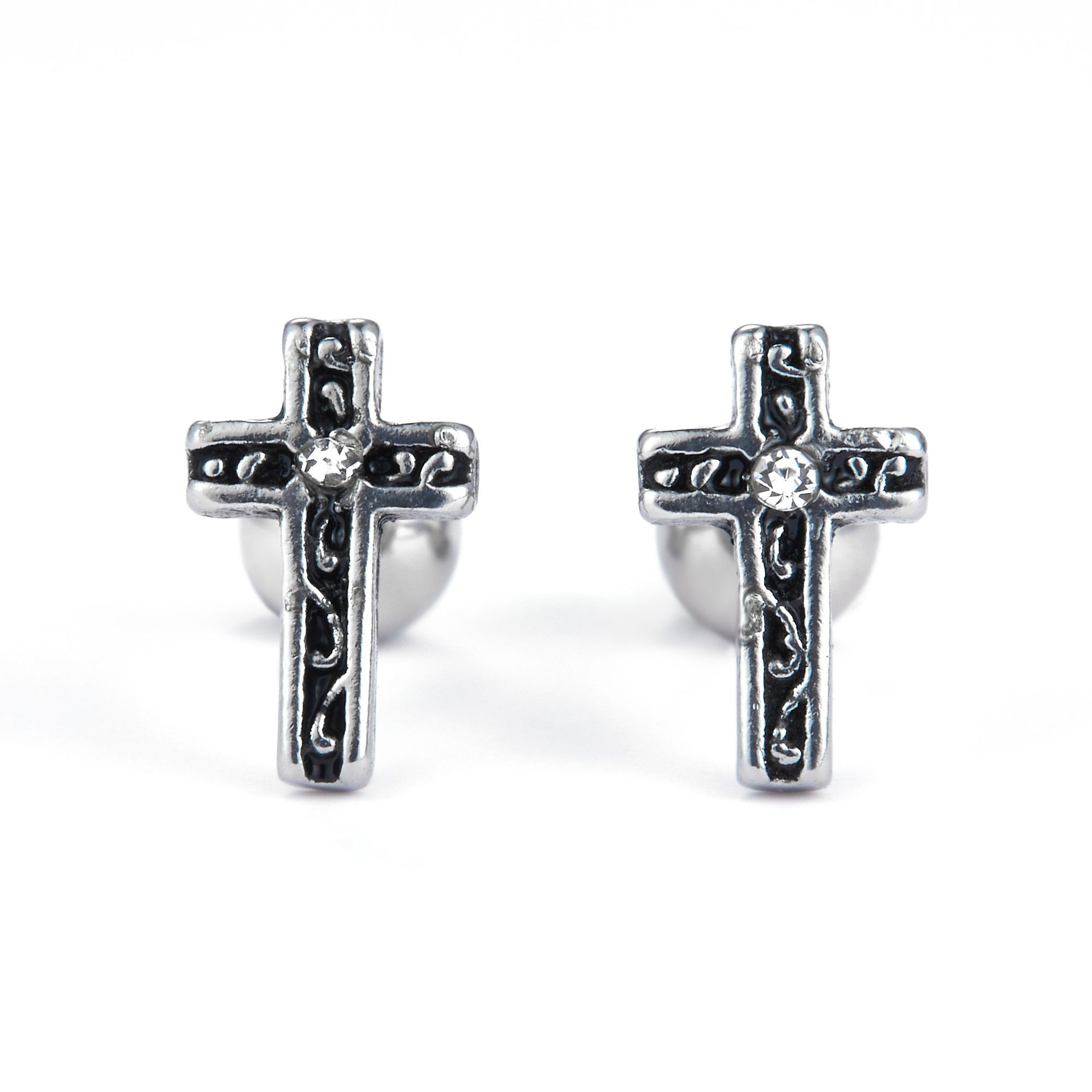 1 Piece Streetwear Cross Stainless Steel Ear Studs display picture 4