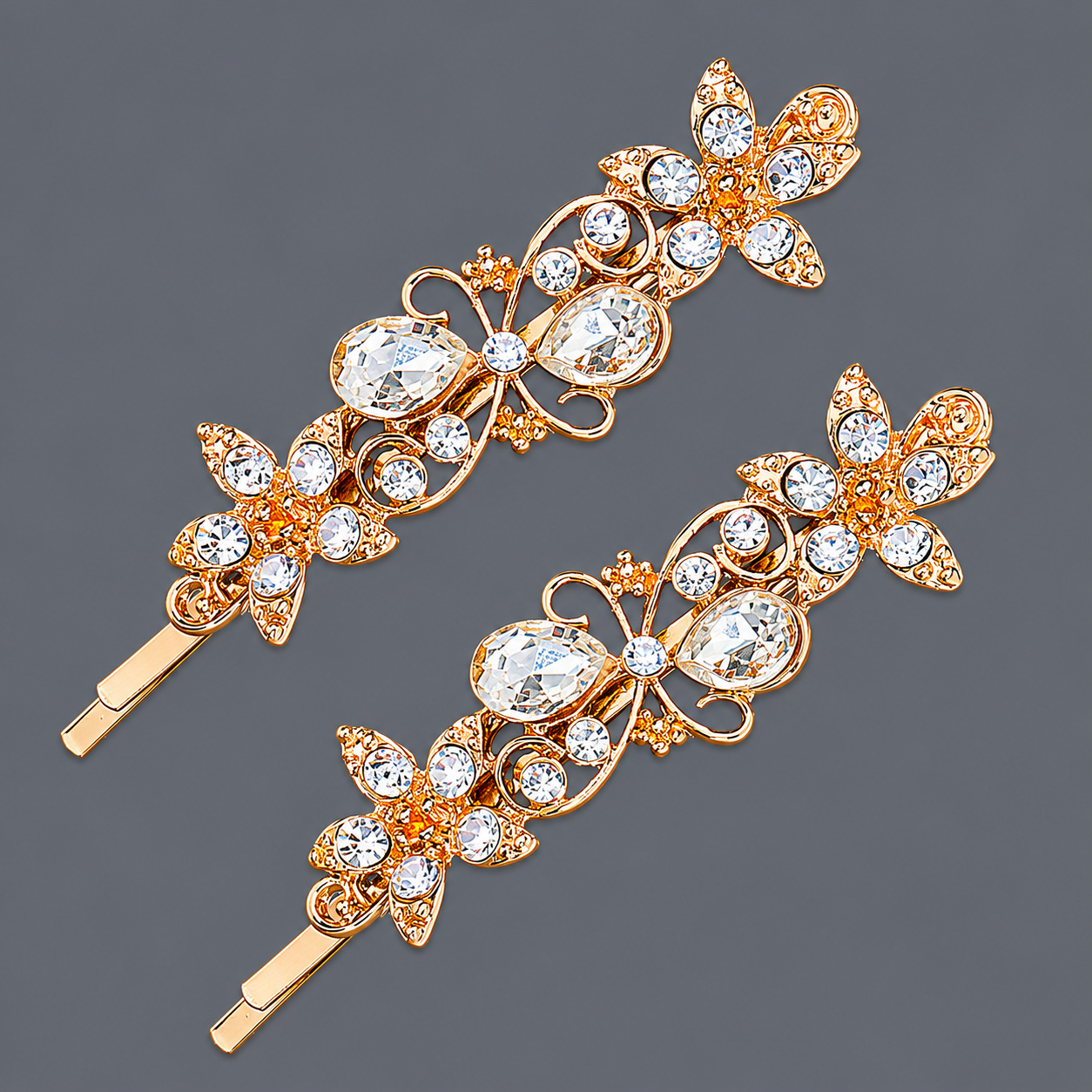 Horquilla de zirconio de lujo ligero europeo y americano con incrustaciones de diamantes, pinza de pelo de alta gama para mujer, suministro mayorista transfronterizo directo de fábrica.