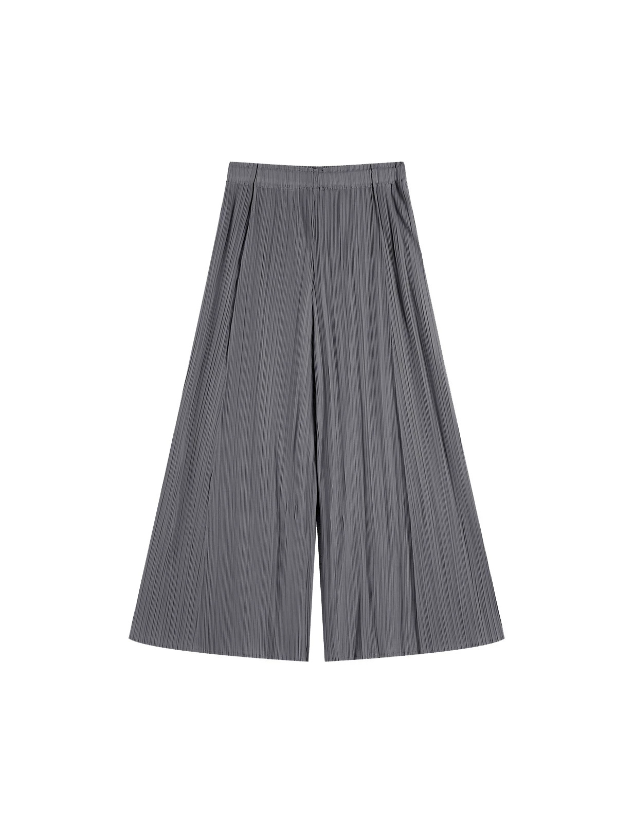 Quần culottes nữ ống rộng cạp cao xếp ly dáng suông dài midi — màu xanh nhạt