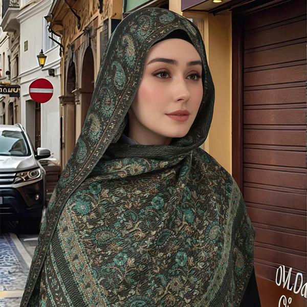 Popular vintage ethnic style headscarf for foreign trade, trendy high-end atmospheric jacquard paisley shawl and long scarf for women