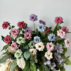 3-Head Coated Small Rose Artificial Flower Wholesale Home Decor Wedding and Celebration Chiffon Flower Rose Spring Color Scheme