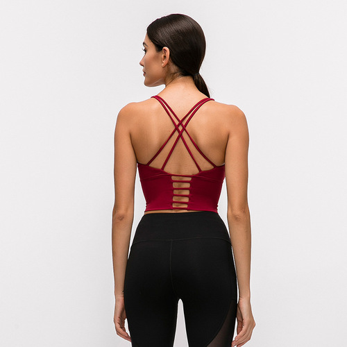 A drop-shipping solid color back-beautiful sports bra yoga wear for women new backless fitness bra camisole sports vest