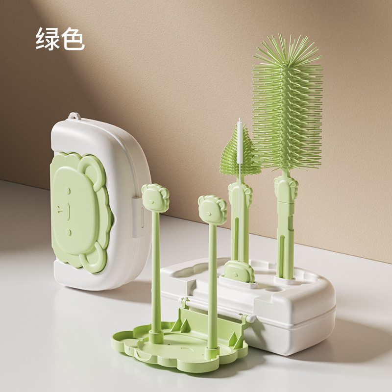 Cepillo de botella cepillo de limpieza bebé recién nacido cepillo de pezón traje de cepillo de paja botella giratoria cepillo de limpieza enjuague