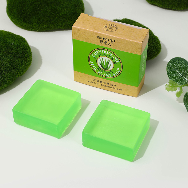【Smith】Aloe Essential Oil Soap Square Handmade Soap Cleansing and Moisturizing 80G