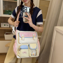 新款高颜值大容量学院风百搭书包补课袋甜美多隔层中小学生单肩包