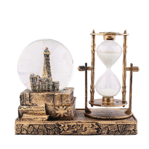 Creative retro crystal ball iron tower hourglass flashing music home desktop decoration ornaments student teacher gift