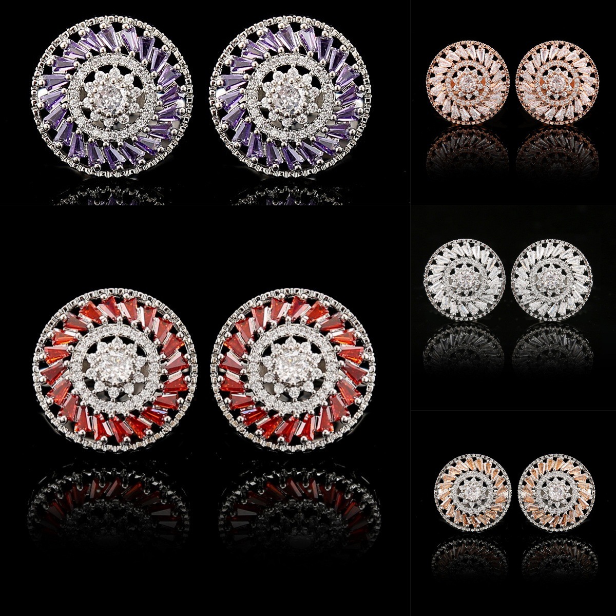 Elegant oval full diamond zircon trendy suit cufflinks men's formal wear French shirt cufflinks fashion personality