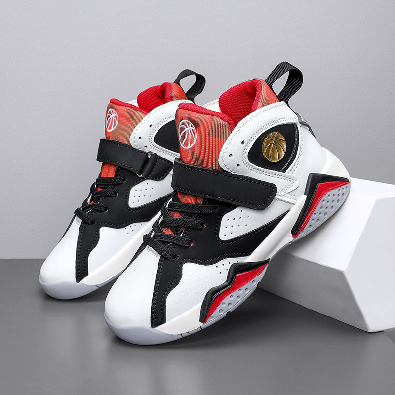 Little Yellow Duck Children's Basketball Shoes 2023 Summer New Breathable Boys' Shoes for Older Children and Young Boys Non-Slip Running Shoes