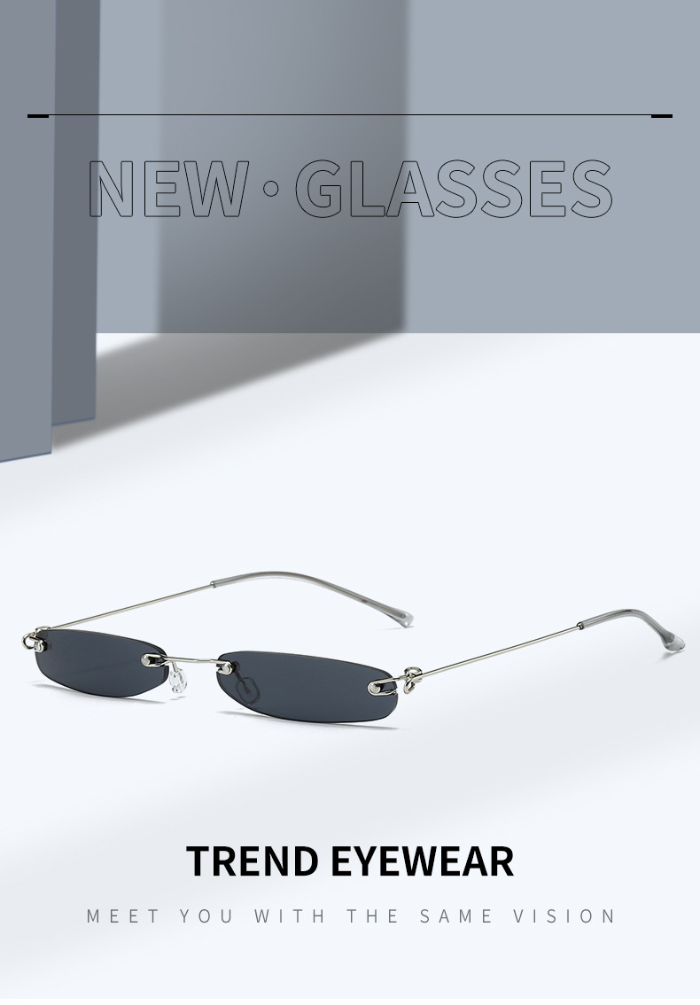Cross Border New European And American Personality Small Frame Sunglasses Fashionable Frameless Trend Sunglasses Ultra Light Versatile Mini Glasses_voghion.com