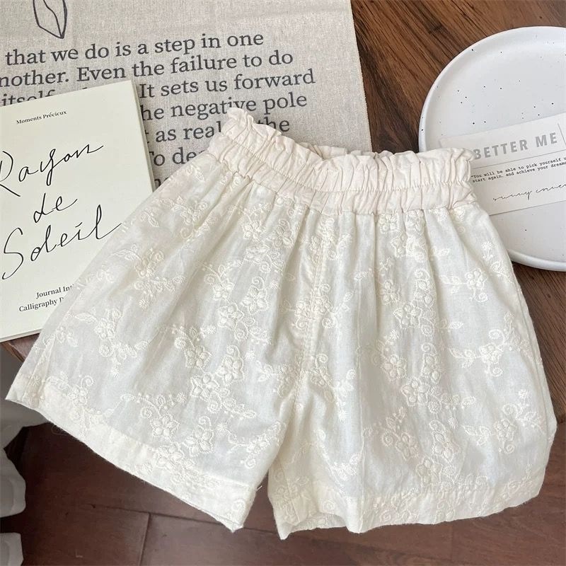 New summer style shorts for girls, featuring a Mori girl theme, lace floral design, thin and breathable, perfect for outerwear.