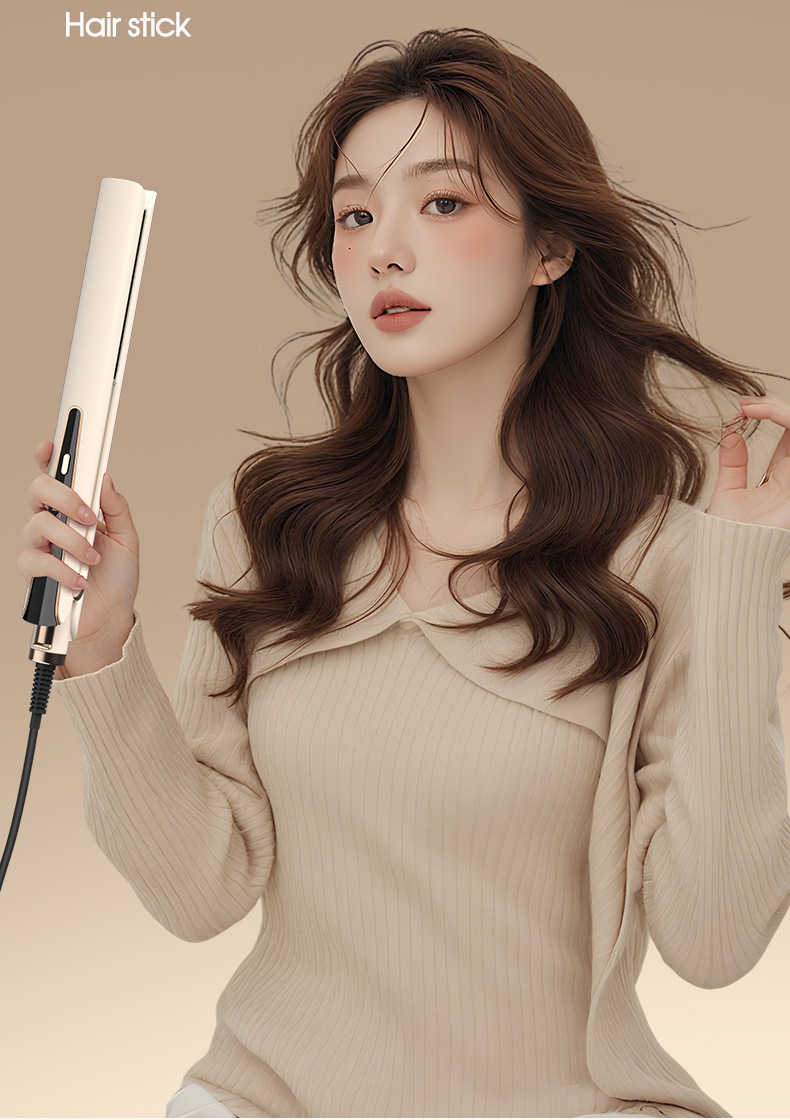 Cross-border straightening iron with multi-level temperature control, anti-scald flat plate, high-power intelligent digital display, 2-in-1 straightening and curling