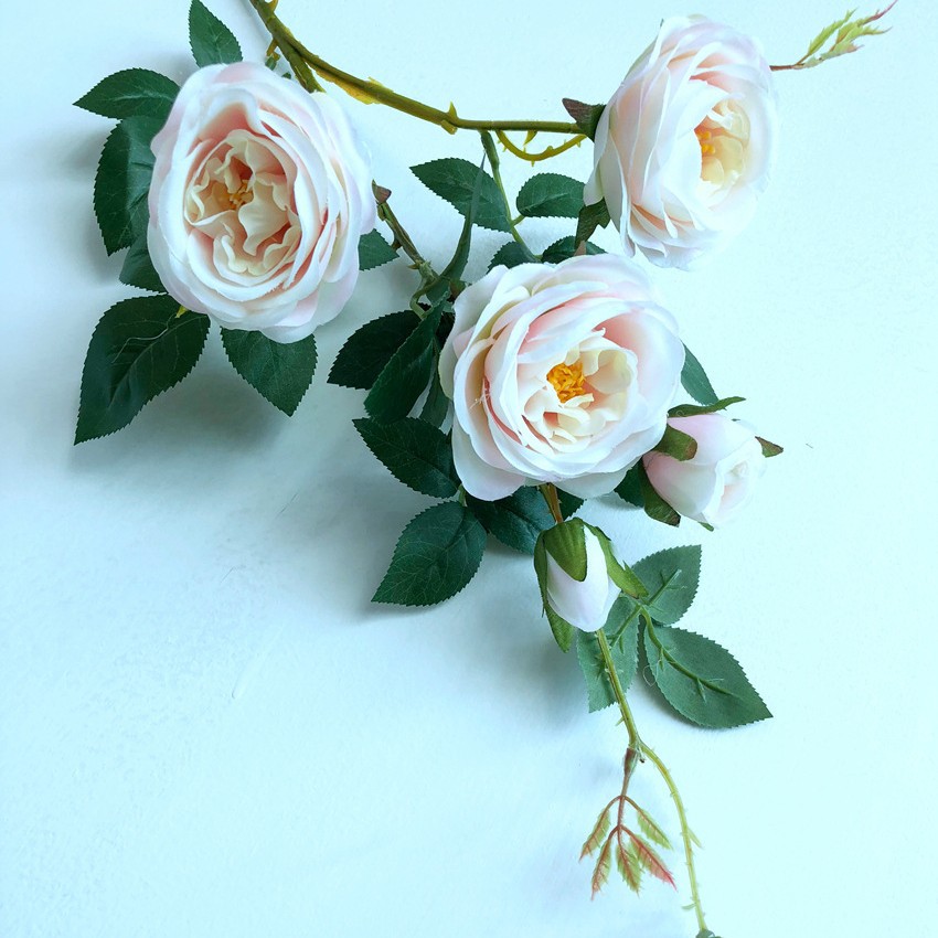 Simulación del Día de San Valentín rosa fabricante 3 sola rama multi-cabeza rosa decoración de la boda flor falsa al por mayor