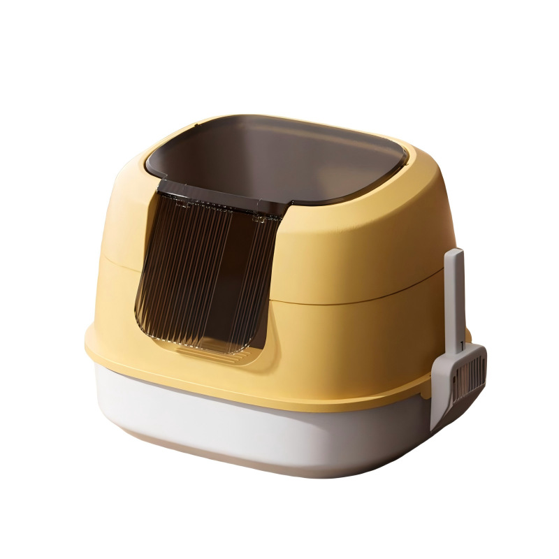Lavabo de arena para gatos de gran tamaño, anti-salpicaduras externas, inodoro desodorante completamente cerrado, lavabo de arena para gatos con techo, gatito, lavabo de heces para gatos pequeños