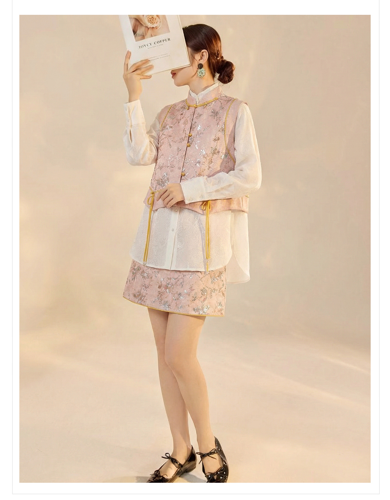 Áo hai dây thêu sequin phối tua rua cổ đứng – set chân váy midi phong cách tân Trung Hoa — nửa váy, Trang chủ chi tiết 16