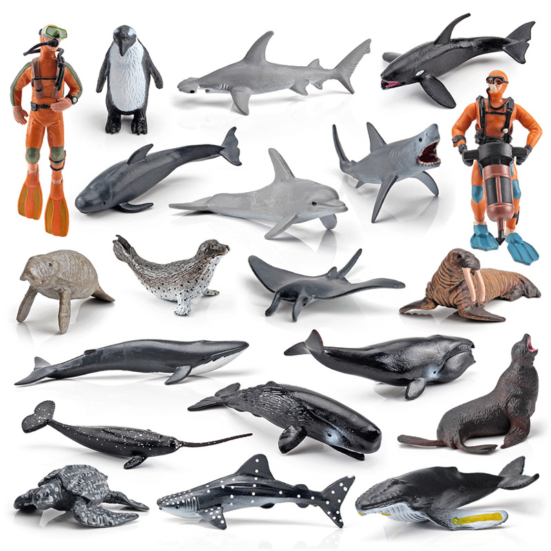 Simulación ballena asesina diablo peces mar León pingüino delfín animal marino buzo modelo traje decoración estática juguete