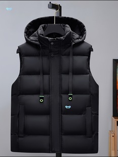 Men'S Casual Hooded Vest Fall Winter Warmth Thickened跨境