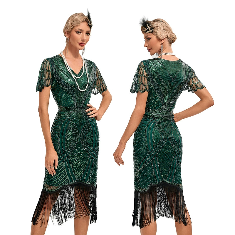 Retro evening dress, nail sequins, bodysuit, graduation party, with embroidery, plus size, tulle