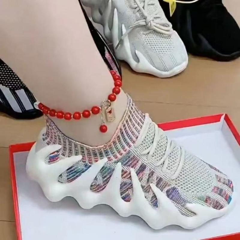 Octopus Socks Fly-Knit Sneakers for Women 2025 Summer New Korean Version Breathable Coconut Mesh Slip-On Women's Shoes Trendy