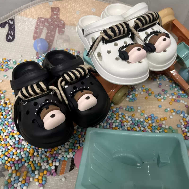 洞洞鞋男款外穿踩屎感厚底防滑包头拖鞋户外开车运动沙滩凉鞋大码