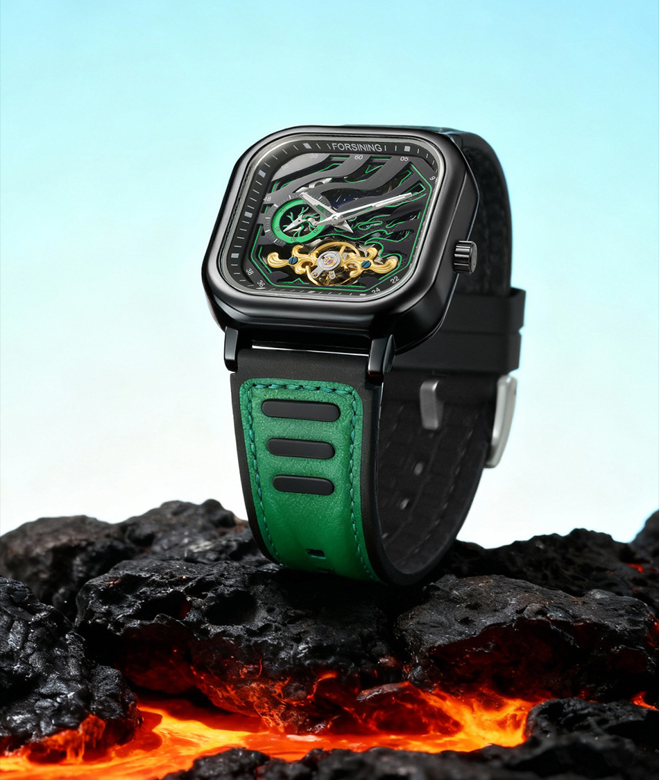 Automatic Mechanical Square Watch European Style Men’s Clock_voghion.com