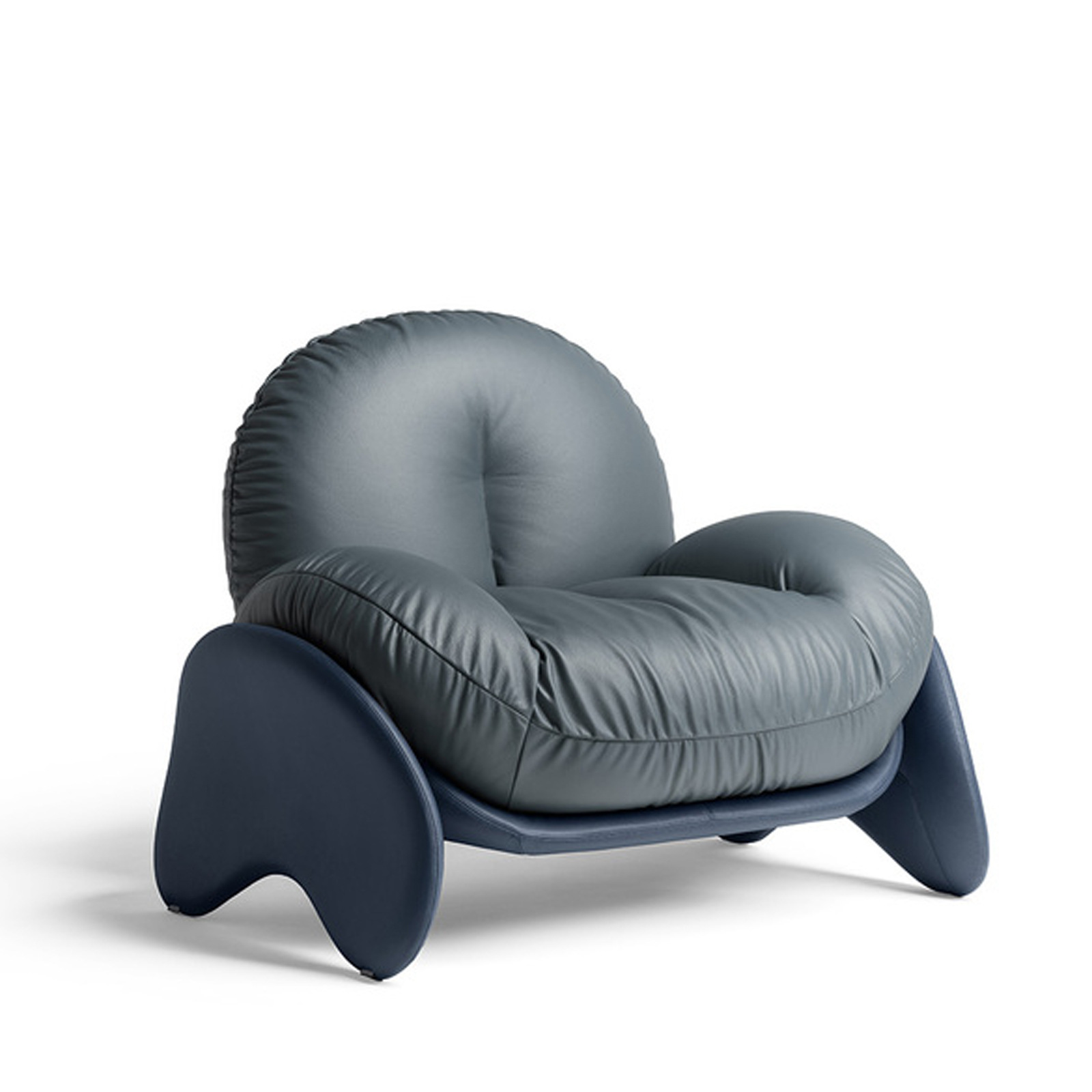 Italian Minimalist Designer Leather Sofa Chair Luxury Villa Living Room Cowhide Squash Armchair Color Available