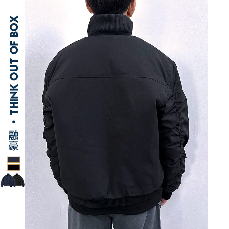 American Style Pilot Jacket Autumn Winter Warm Short Thickened Stand Collar Cotton Coat Men's Outerwear_viptrois.com